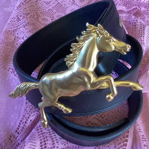 Vintage Gold Tone Running Horse Belt - Picture 10 of 11